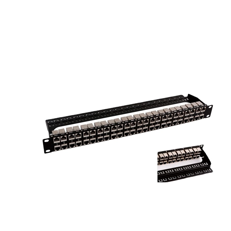 Встроенный 48 портов 19 "1u stp keystone jack, черная патч-панель