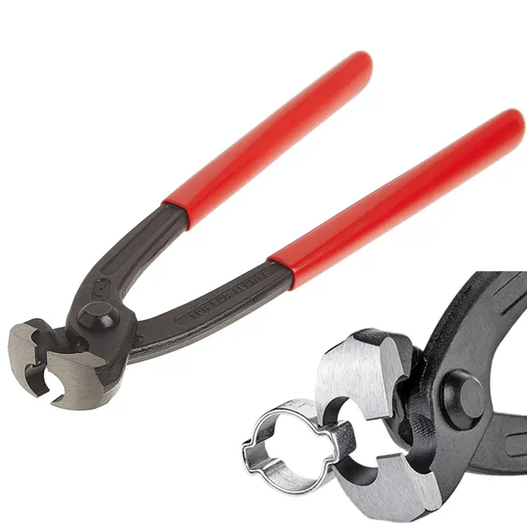 Double Ear Clamp Crimper Pliers with Front and Side Jaw for Hose Clamp