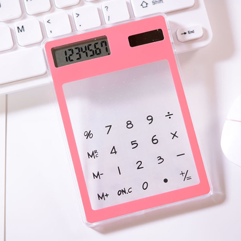Best for gift mini Ultra thin transparent calculator solar customized logo