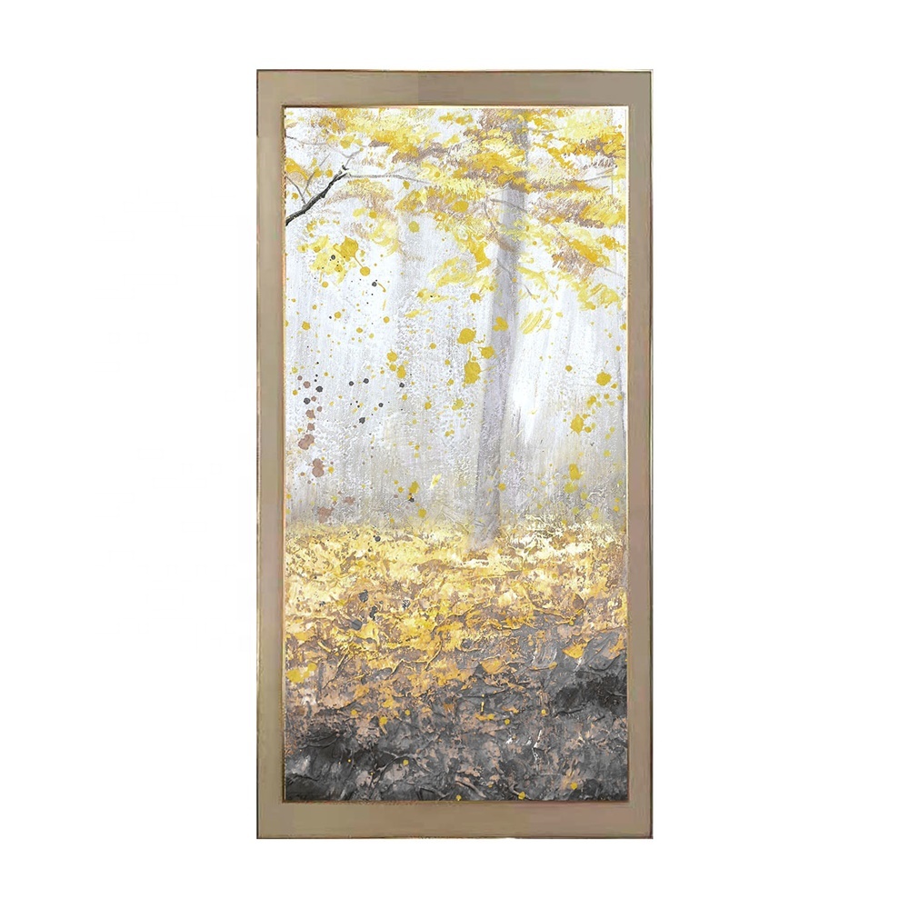 Hotel Project Customized Handpainted Gold Foil Beautiful Abstract Wall Art Oil Canvas Modern Abstract Painting Oil Paint, Cotton