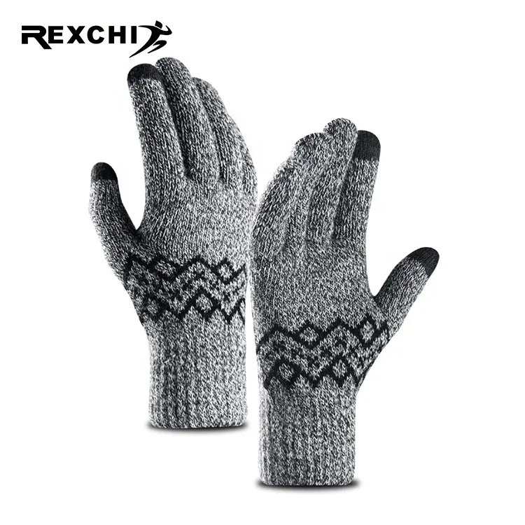 Модные вязаные зимние женские варежки REXCHI DZ35, мягкие теплые акриловые женские шерстяные перчатки с закрытыми пальцами