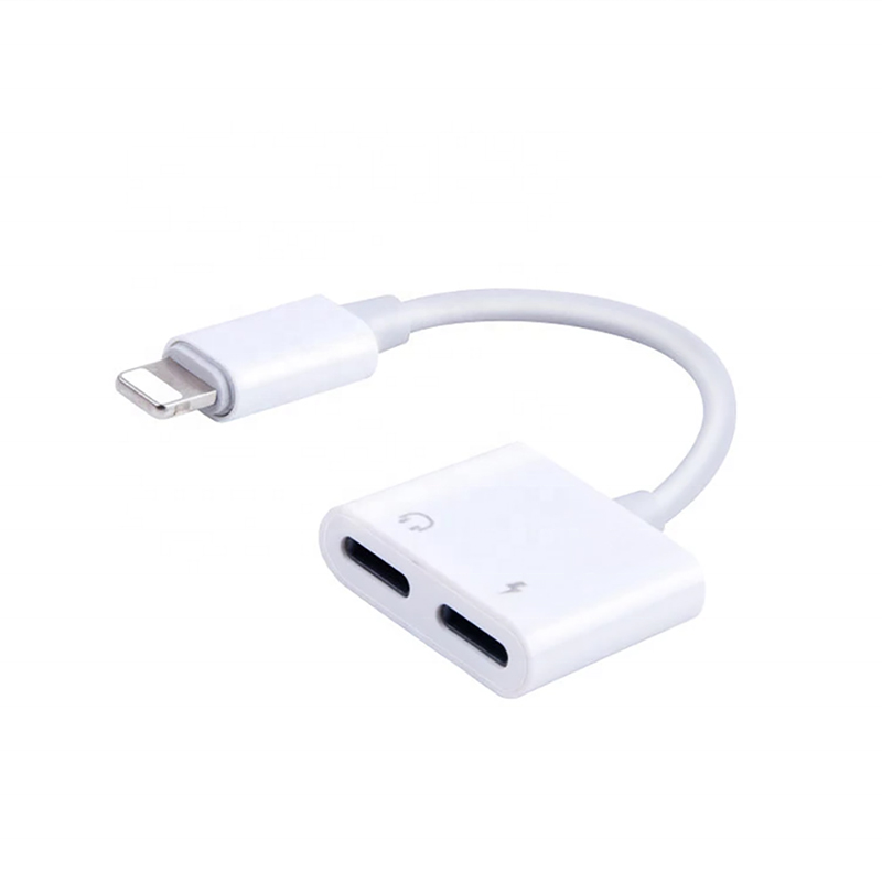 Hot sell and High Quality 2 in 1 lightning head phone jack adapter with audio charging cable earphone splitter for ios