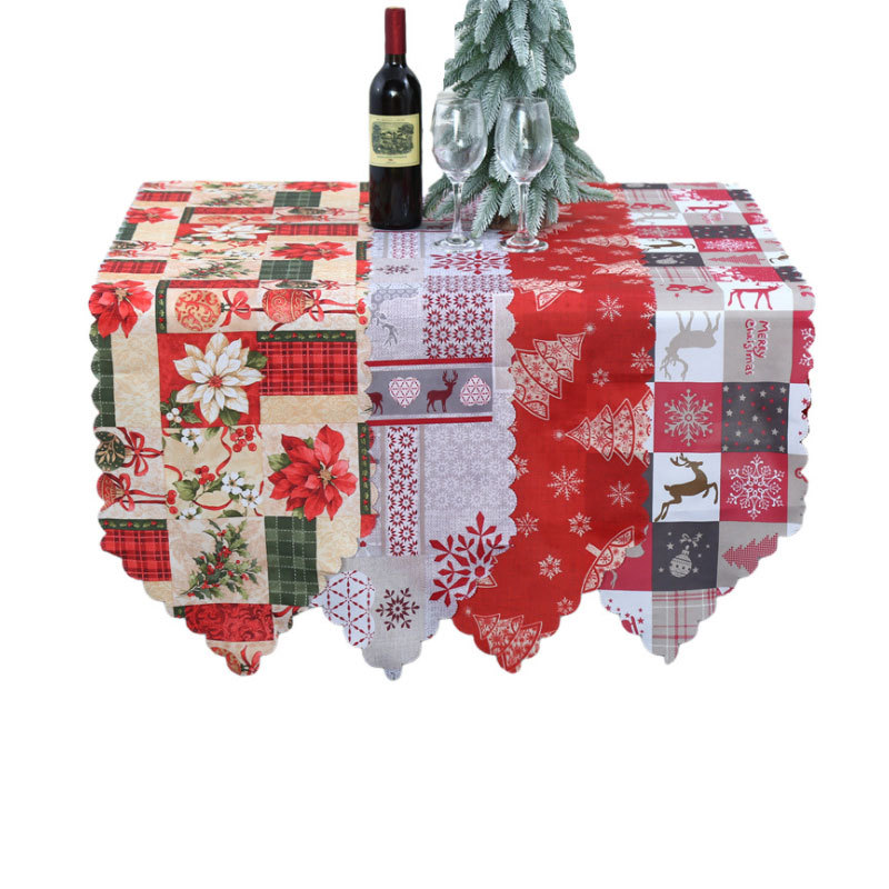Cheap Christmas Table Runner 180*35CM Red Flower Santa Table Runner For Christmas Holiday Decor