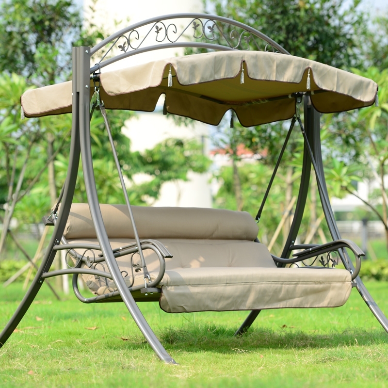 Outdoor Custom wooden indoor balcony courtyard two people three people garden swing rocking chair