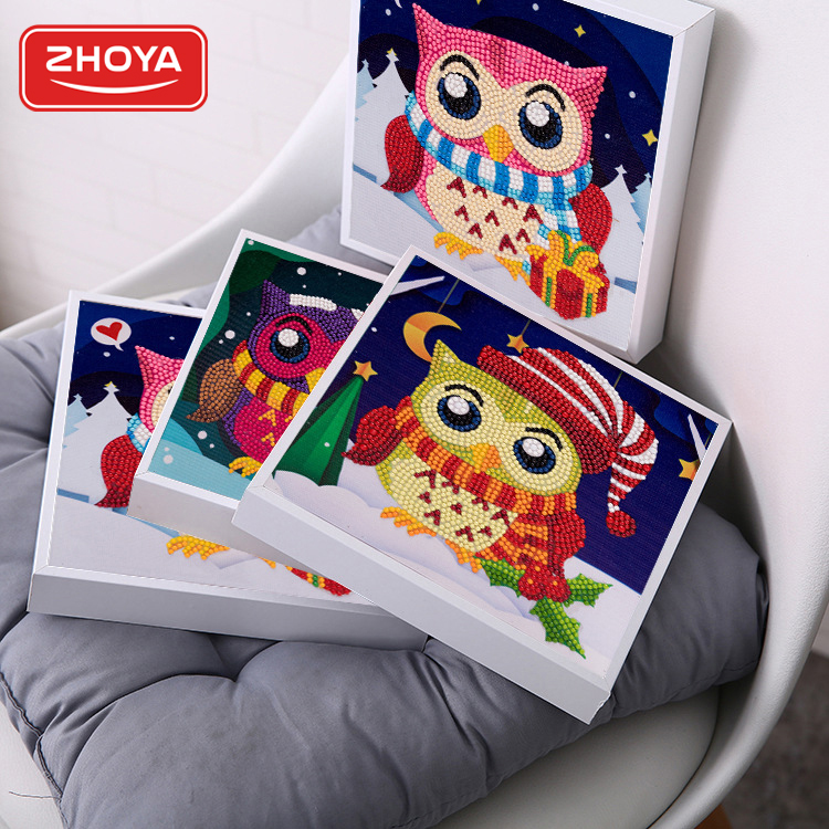 New design DIY handmade christmas gifts decoration painting 3D diamond painting owls beads for children