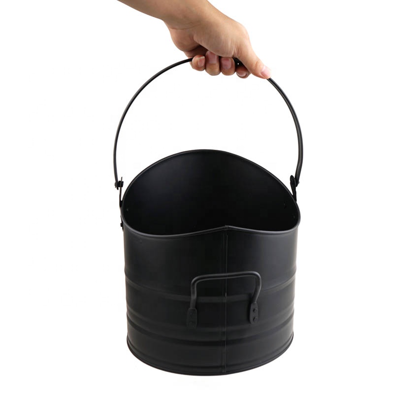 Hot selling black powder coating metal mini fire ash bucket for fireplace
