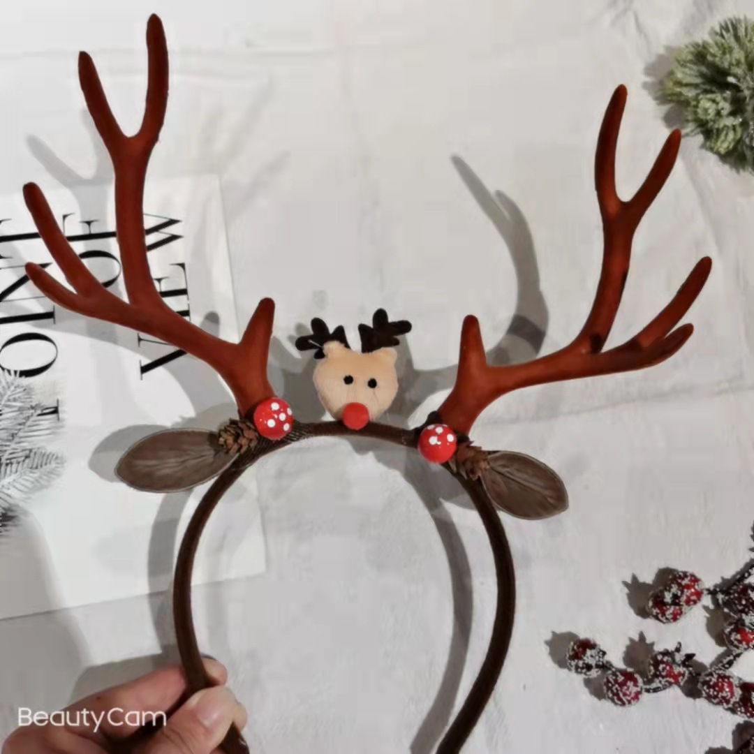 2021 Ins Christmas girl heart Christmas hairband cute elk horn hair accessories pressure headband