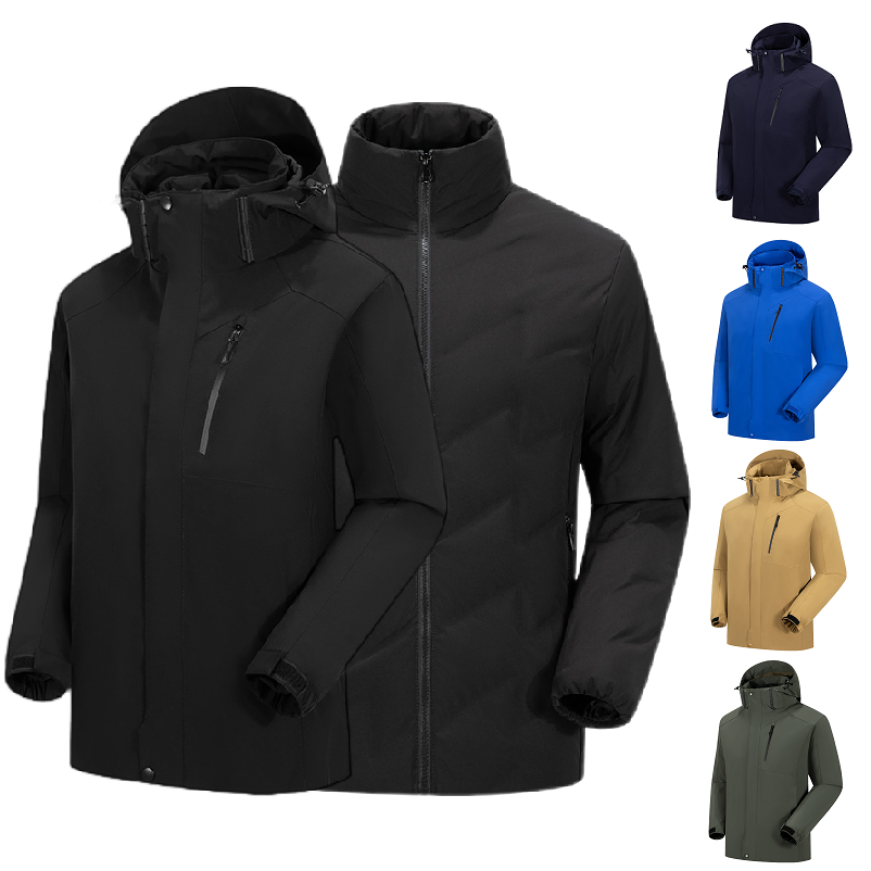 3 in 1 Hotselling Skiiling Windbreaker Waterproof Hooded Liner Insulated Lightweight Puffer Warm Winter Zipper Duck Down Jacket