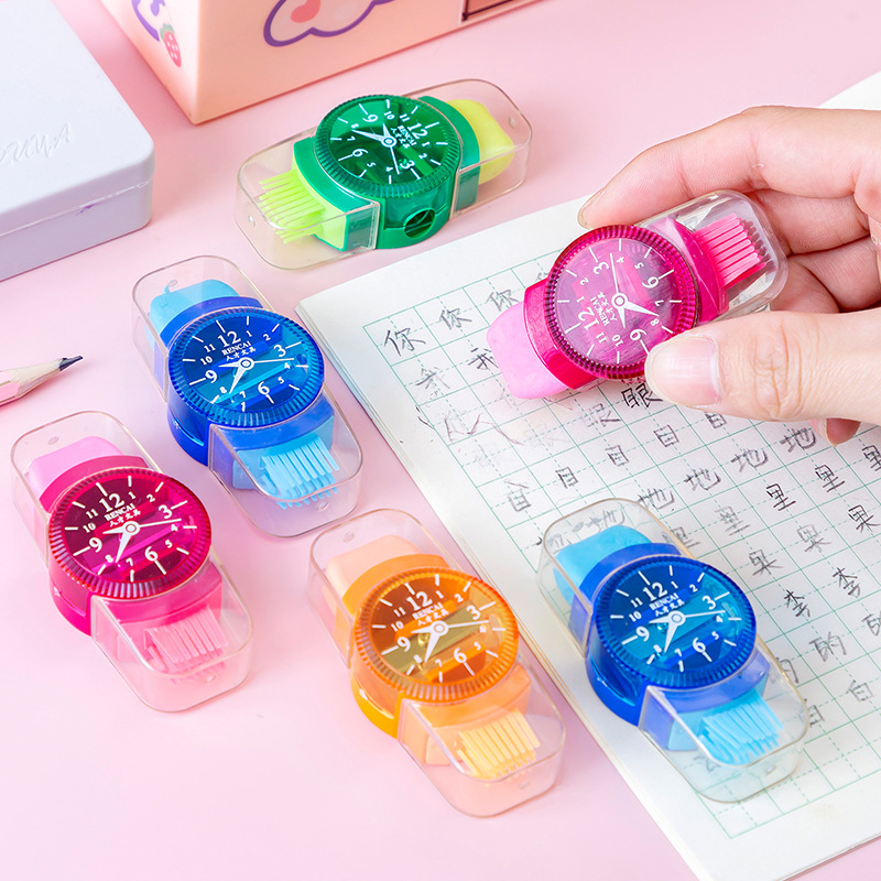 Children's cartoon pencil sharpener watch styling 3 in 1 multifunctional pencil sharpener