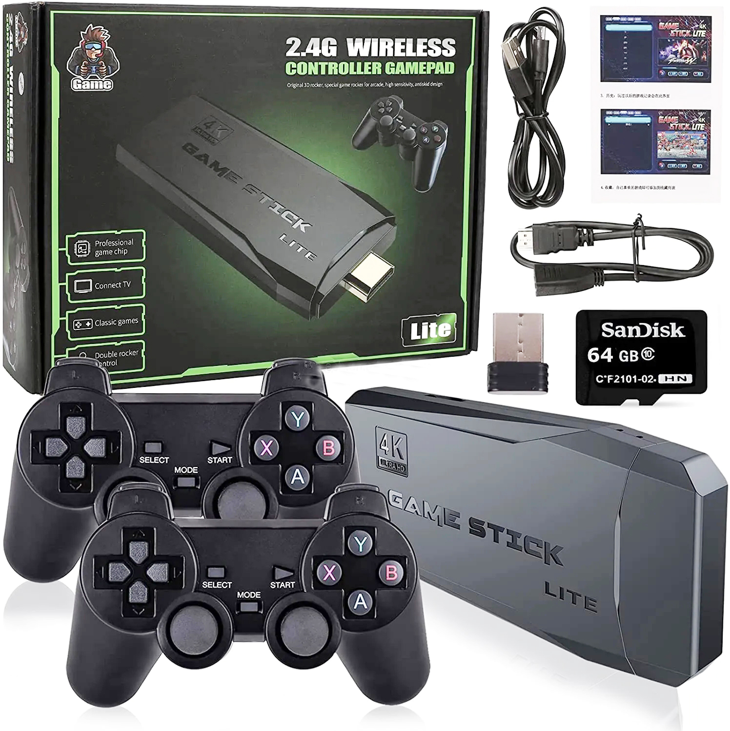 Miratech 64G M8 игровой палка 4K HD TV Dongle для видеоигр PS1 эмуляторы двойной 2,4G беспроводной геймпад контроллер 3D игровой консоли