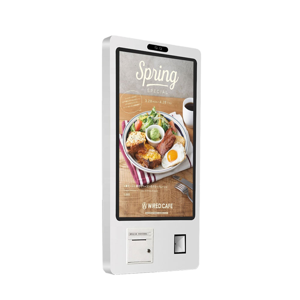 |Ultra thin 27 inch self service self order kiosk in restaurant digital signage