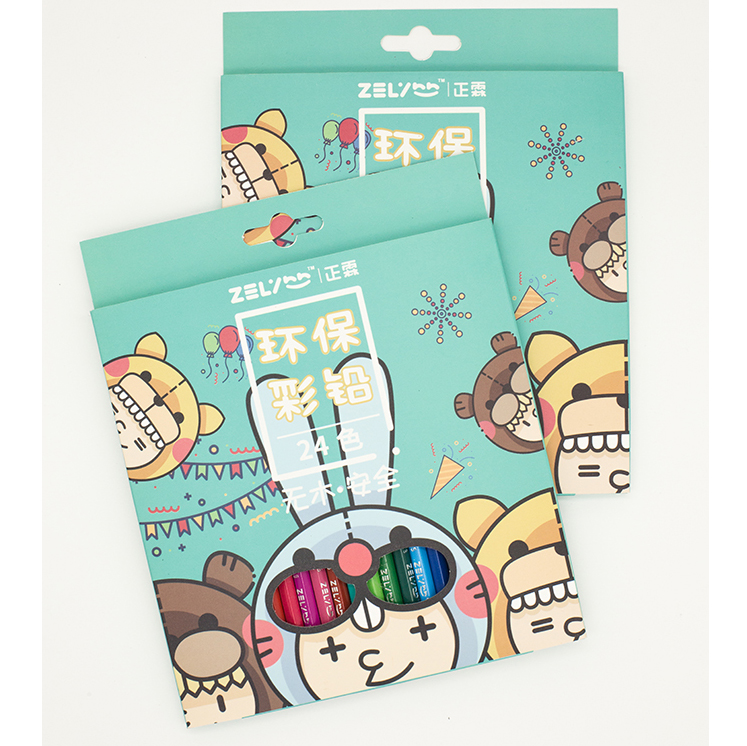 Popular 24 color non-toxic 7 inch Hexagonal colored pencil with color box packing