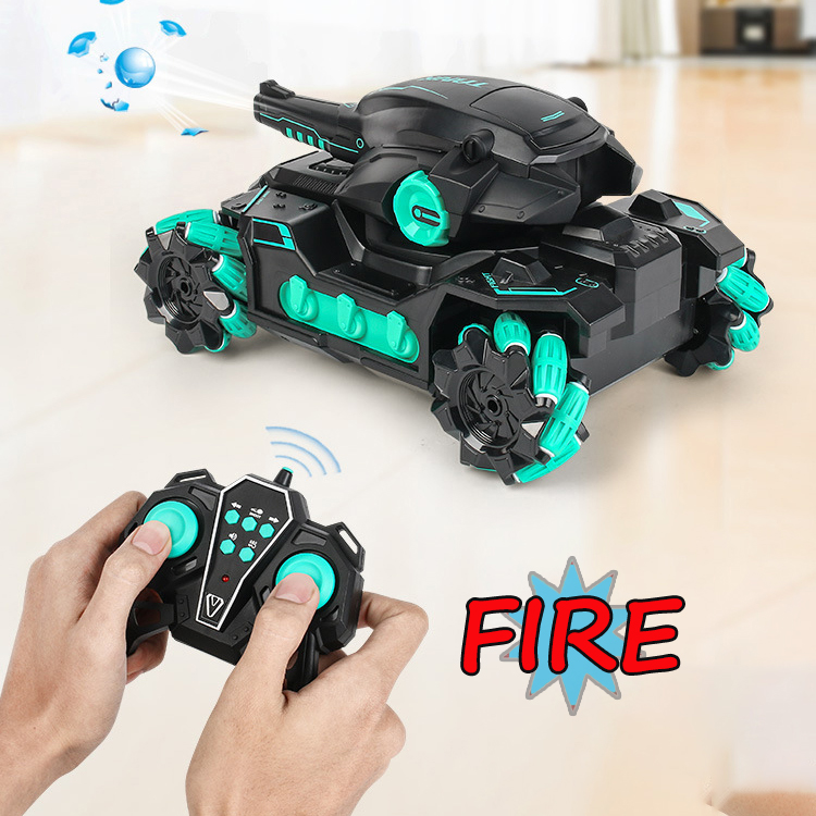 Подарки для мальчиков RC игрушечный автомобиль боковой дрейф 360 градусов спиннинг Запуск воды бомба LED свет Музыка Радио управление игрушечный танк
