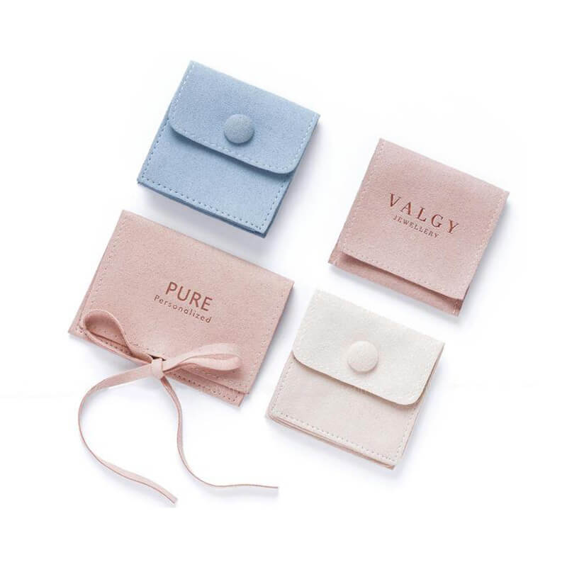 Custom Pink Comfortable Feeling logo Custom Microfiber Envelop Jewelry Packaging Pouch