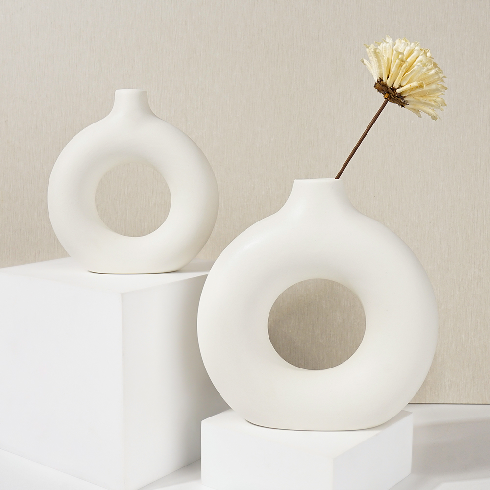 Stone Tall White Marble Vase Ceramic Flower Vases rustic Vase For Centerpieces Wedding