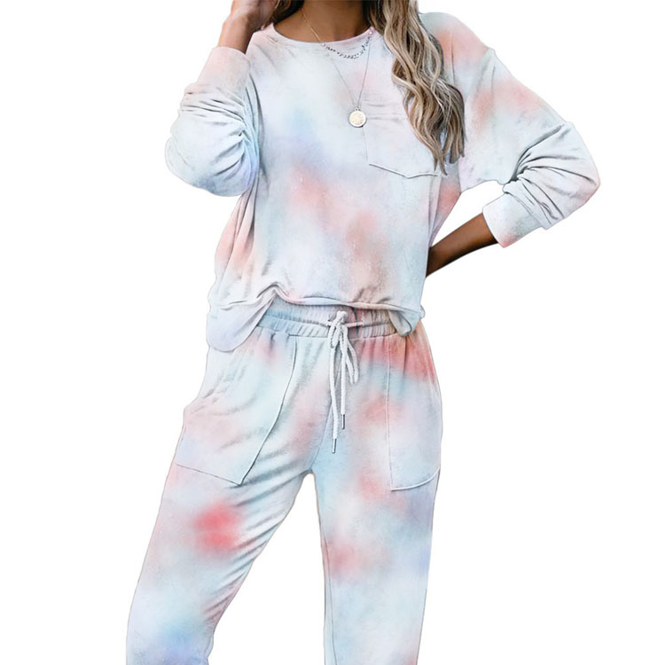 2021 Autumn Gradient Pajamas Tie Dye Home Wear Ladies Pajamas Loungwear Shorts Sleepwear Pajamas Set