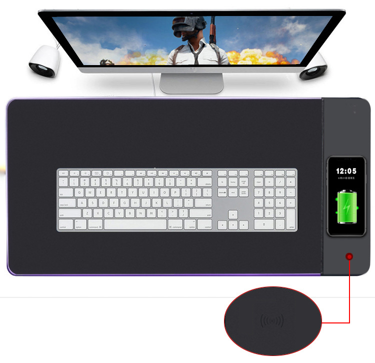 OEM логотип на заказ черный геймерский большой длинный компьютерный стол Rgb игровая клавиатура и коврик для мыши коврики с беспроводным зарядным устройством
