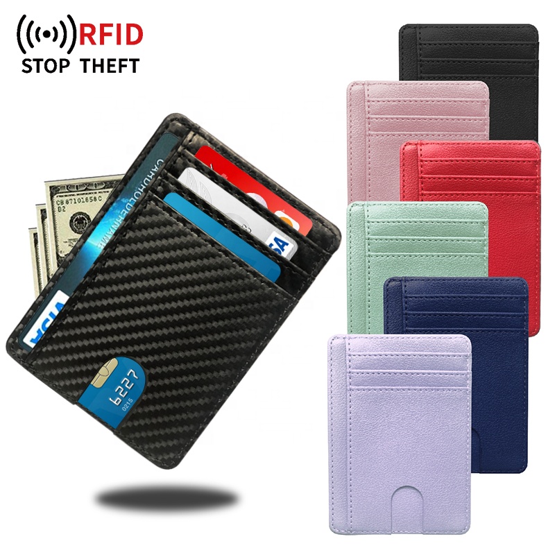 Ultra Thin Wallet RFID Blocking Credit Card Holder/Slim Carbon fiber Business Card Holder for Travel and Work