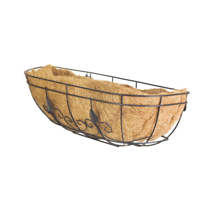 61cm Finial Window Deck Planter Metal Hanging Baskets wire wall Plants holder flower pots hanger with coco coir liner outdoor