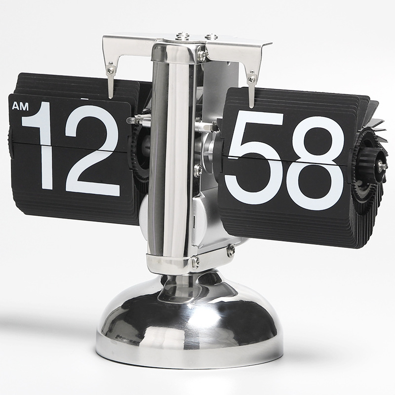 Small balance automatic single-foot double-foot flip clock desk bedside desk clock classic creative clocks metal pendulum clock