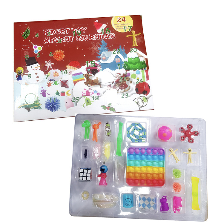 In Stock Fast delivery Custom Kids Christmas Fidget Toy 24Pcs Set Advent Calendar Bubble Fidget Toy Set Fidget Advent Calendars