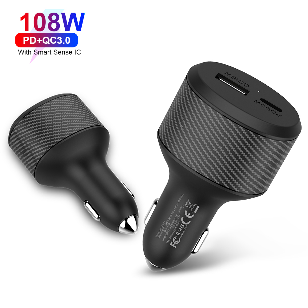 Автомобильное зарядное устройство для ноутбука, с двумя портами USB Type-C, PD3.0, QC3.0, для Xiaomi, под заказ, 65 Вт, 100 Вт, 108 ВТ, автомобильный адаптер быстрой зарядки, мини