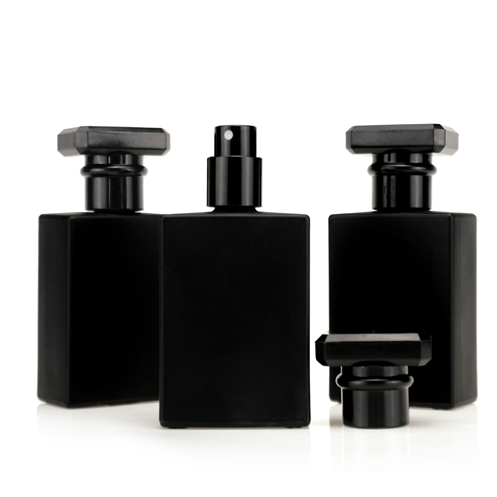 2021 Free Sample Manufacturer Wholesale Luxury Refillable Custom Cap 30ml 50ml 100ml Black Spray Empty Glass Perfume Bottles