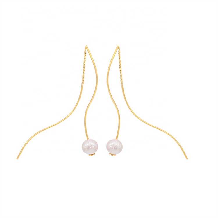 Fashion Ins Hot S-Shaped 925 Sterling Silver Temperament Long Earrings Women Double Sided Baroque Freshwater Pearl Earring