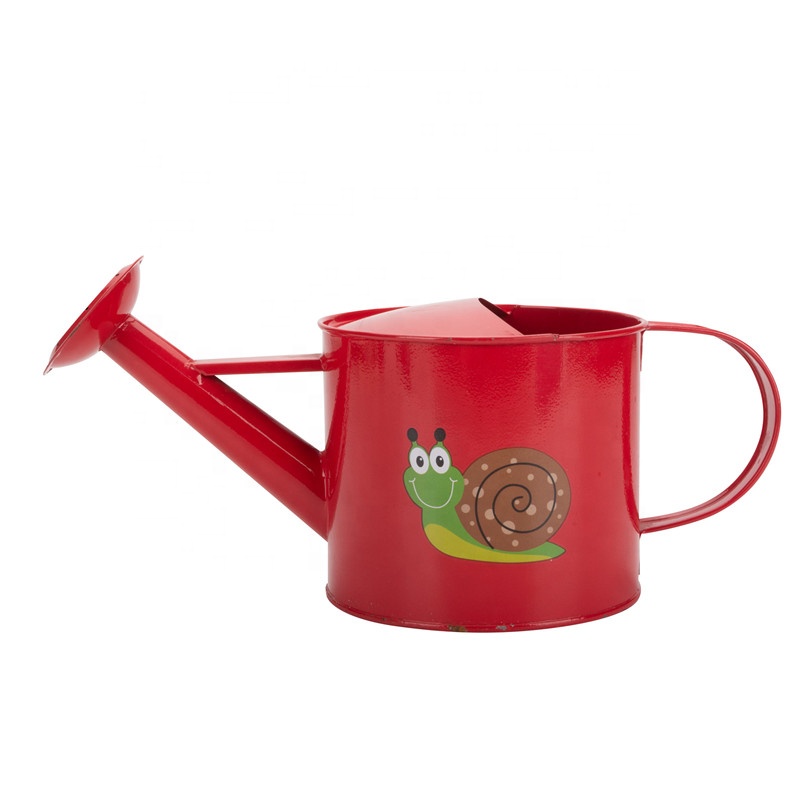 Hot Selling Red Metal Kids Watering Can Red Tin Water Bucket Set Gardening Accessory Set