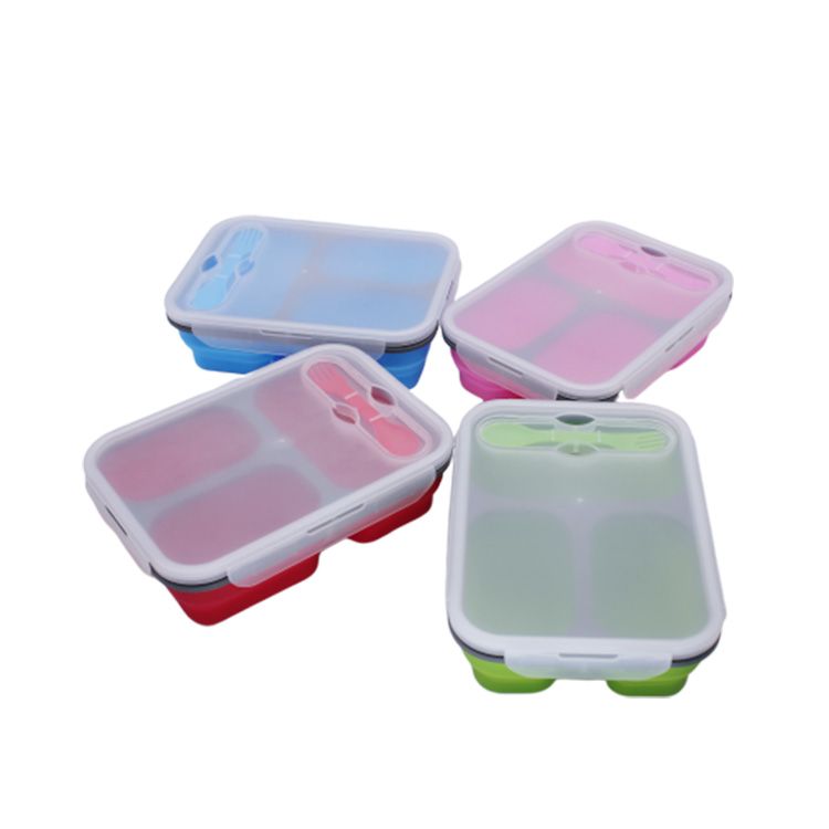 Оптовая продажа, складной Герметичный силиконовый Ланч-бокс Bento для детей, Защита окружающей среды