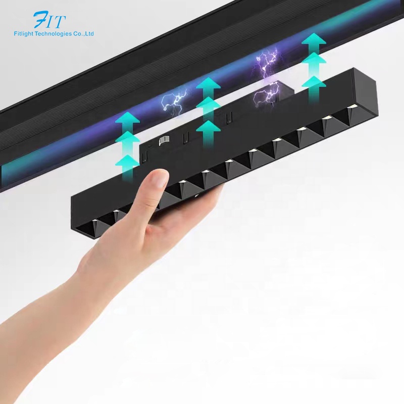 Hotel Fashion Magnetic Track Light System Aluminum Adjustable 48V Linear Spotlight Surface Sunken Pendant Magnetic Track Light