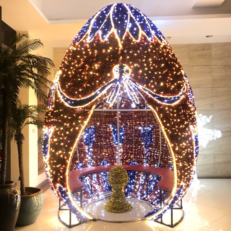 Evermore Shopping Mall Decoration Rope Rattan 3d Christmas Ball Led Motif Light