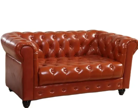 Classic Chesterfield Leather Sofa Modern Living Room Sofa Genuine Leather Natural Solid Wood Frame European Style Antique