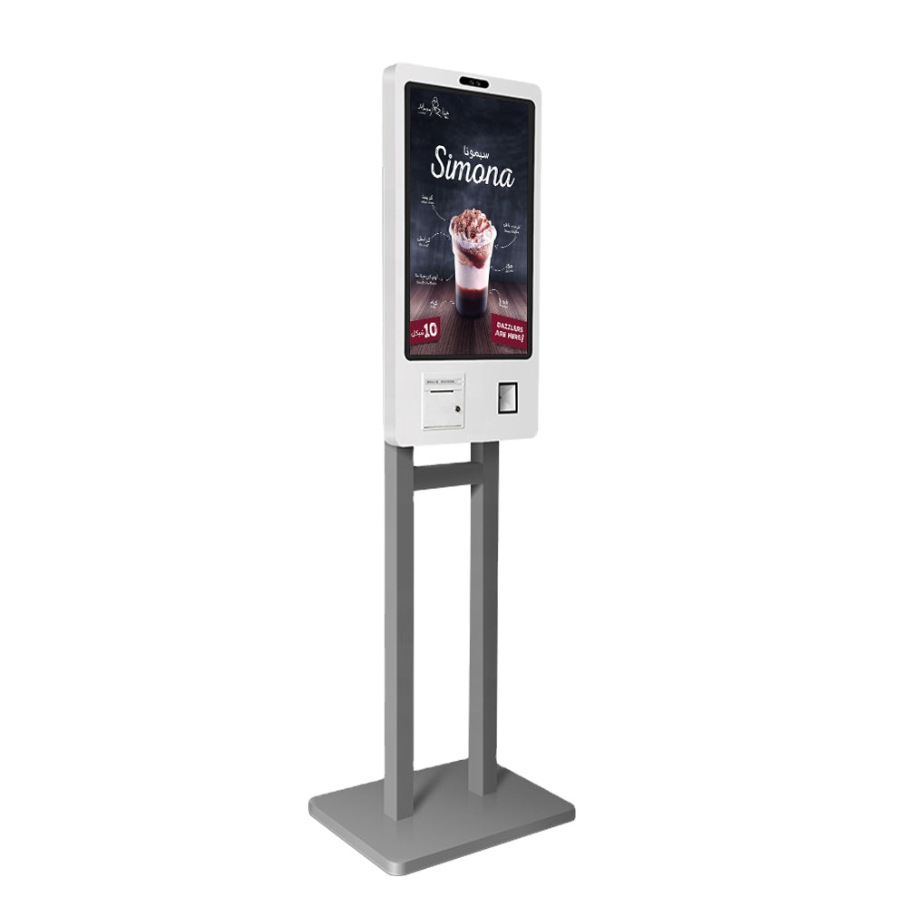Fast Food or Mcd 27 inch Terminal Barcode Scanner Interactive Ordering Self Service Payment order Kiosk Machine