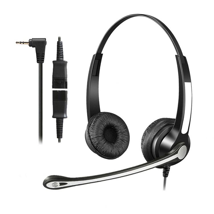 2.5mm Call Center Telephone Headset with Quick Disconnect for Cordless Phones