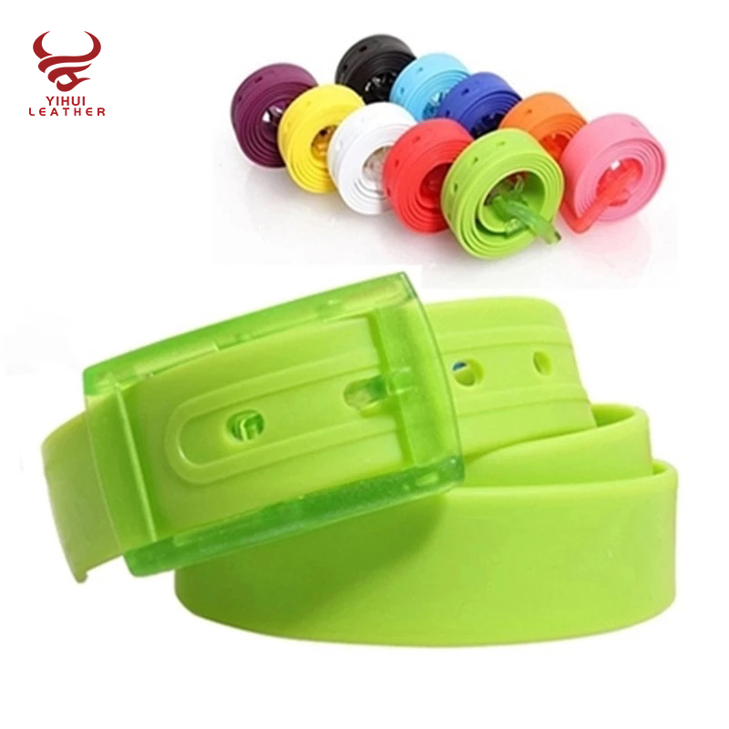 women spring summer silicone rubber belts candy colors unsex plastic silicone belt