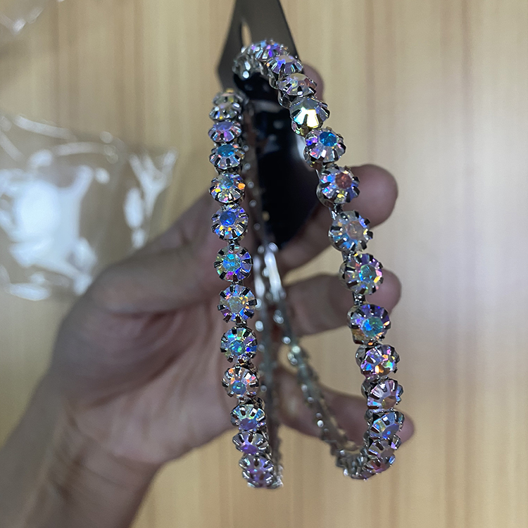 New Trendy Style Gold Plated Crystal Diamond Big Large Custom Hoop Earrings