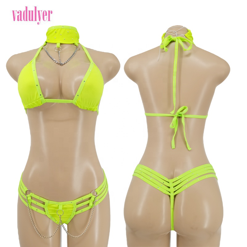 Vadulyer Wholesale Best Sell Rhinestones Rave Outfits With Chain