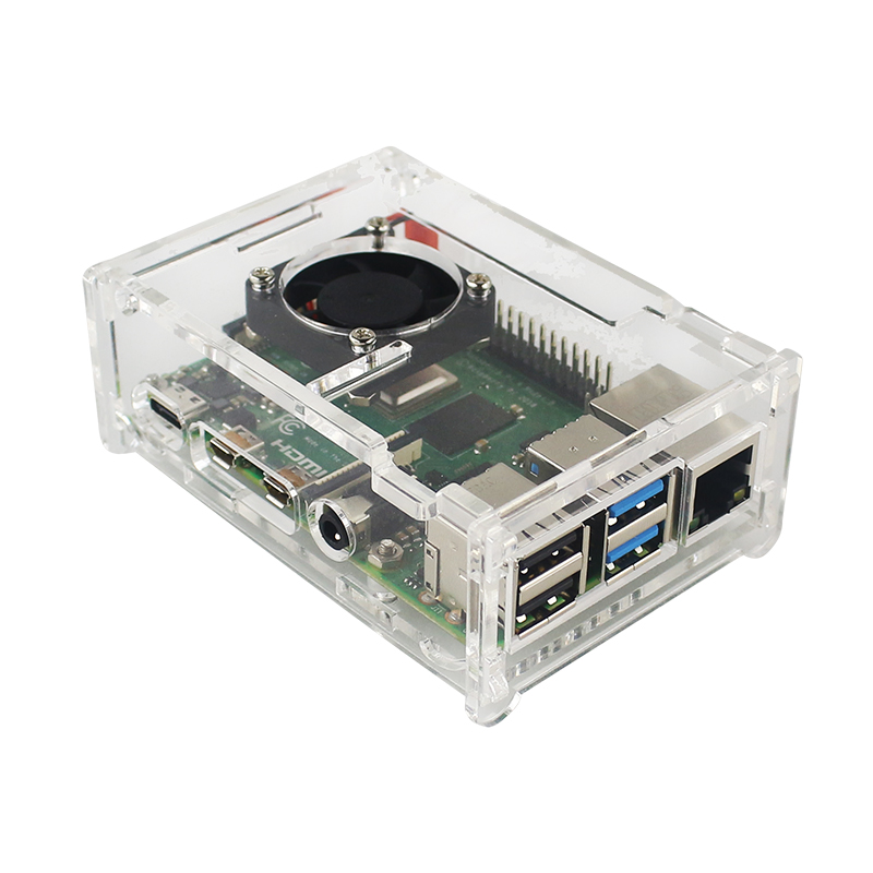 Прозрачный акриловый корпус с охлаждающим вентилятором для Raspberry Pi 4 B