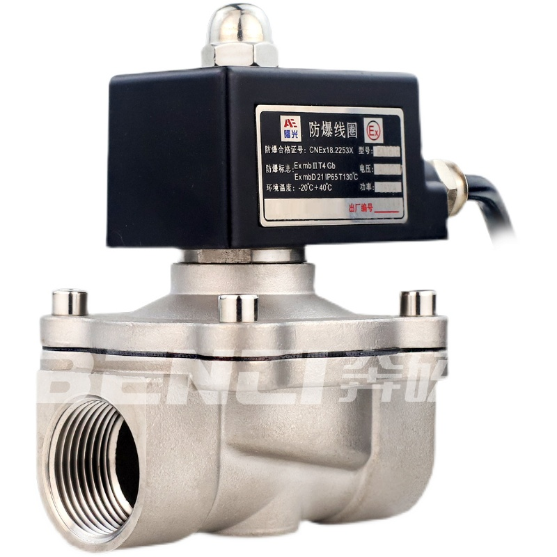 Stainless steel direct acting normally closed explosion proof solenoid valve gas shut off valve