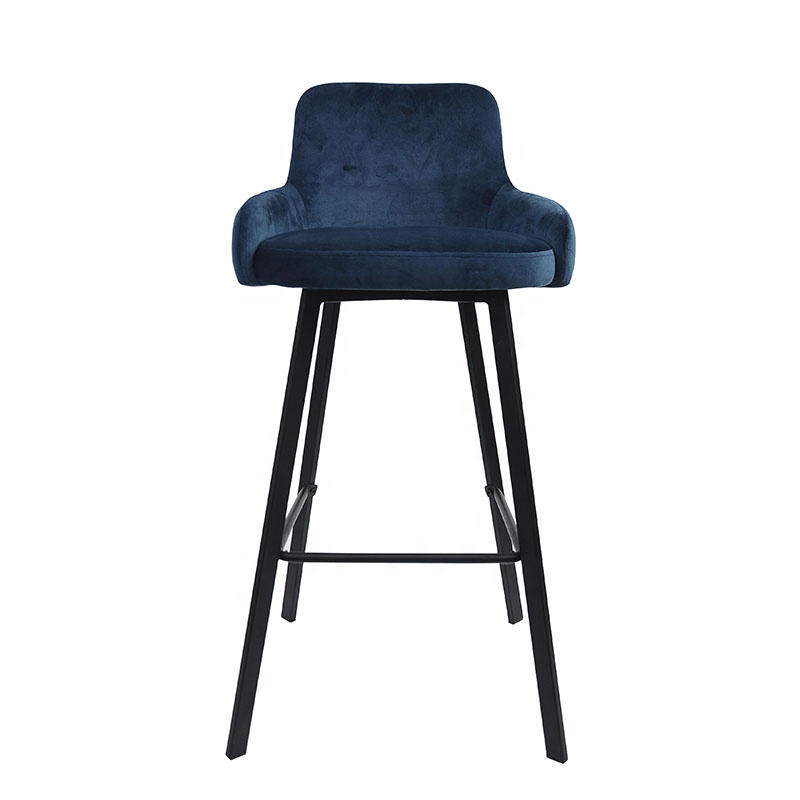 2020 Modern design commerical furniture steel base legs bar stool cheap velvet fabric soft cushion bar chair stool for sale