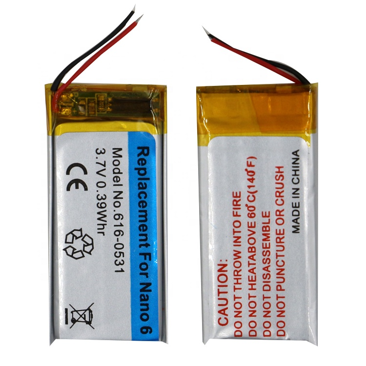 Replacement battery 616-0531 Battery for iPod Nano 6th ipod nano 6th generation 3.7V 110mAh