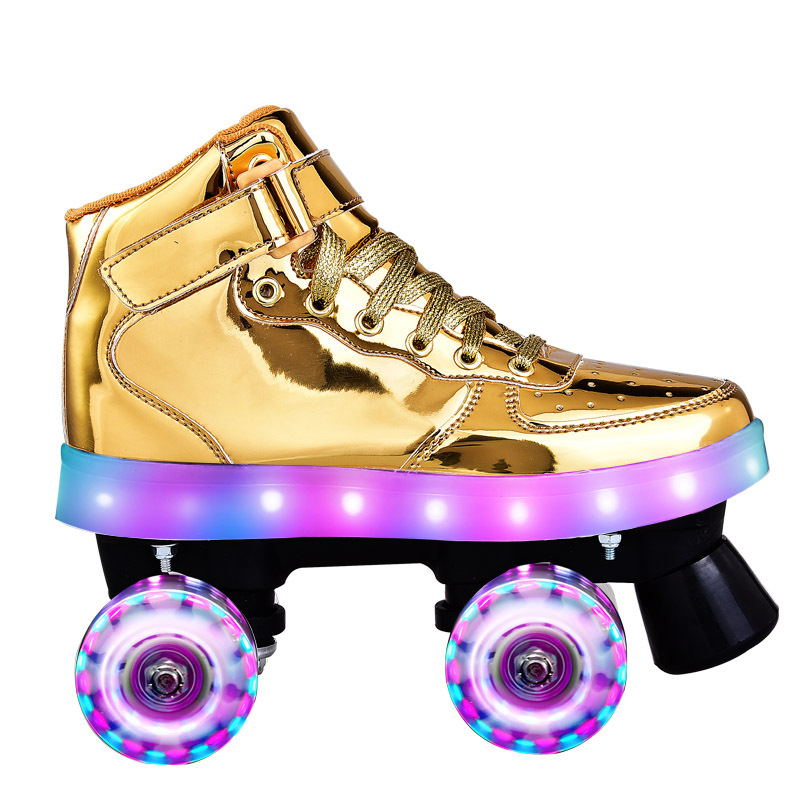High Quality Adults Flashing Quad Roller Skates 4 Wheels Retractable Quad Skate