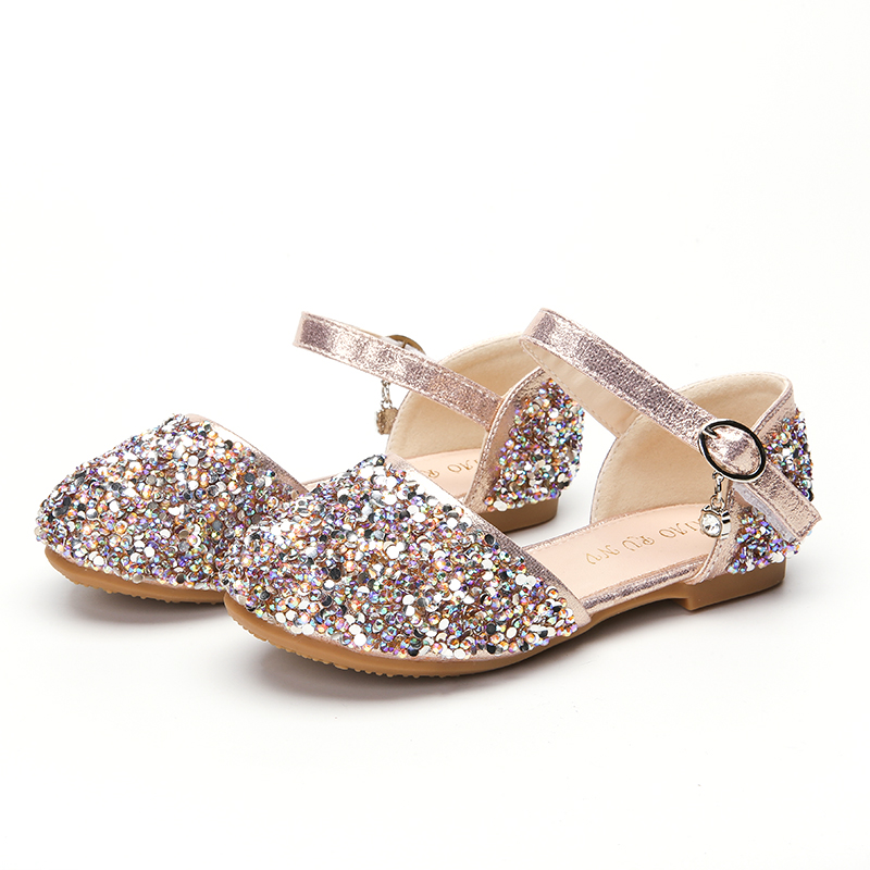 Version 2 Summer Girls Shoes bling sequine crystal Princess Shoes Baby Dance Kids Sandals Children Wedding Shoes