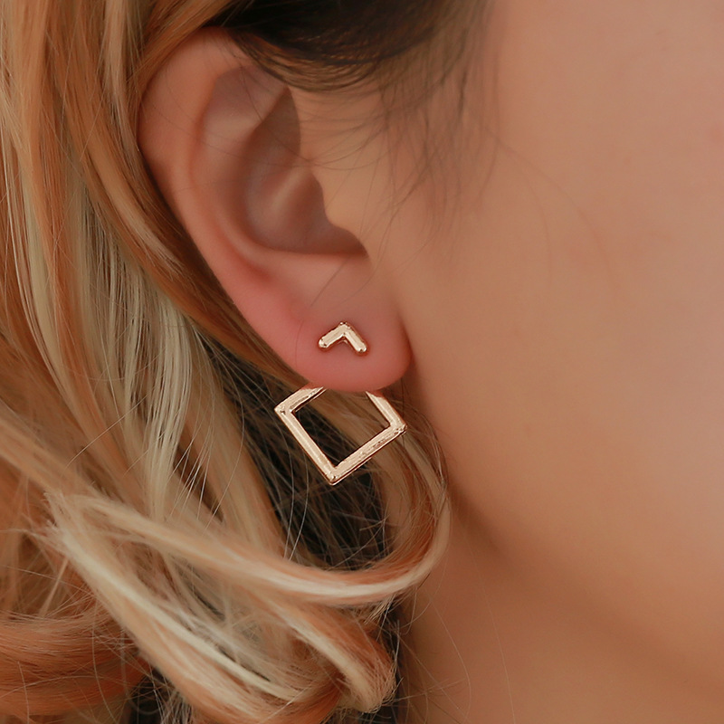 Hot Trendy Cute Nickel Free Earrings Fashion Jewelry Square Stud Earrings For Women Brincos Statement Earrings