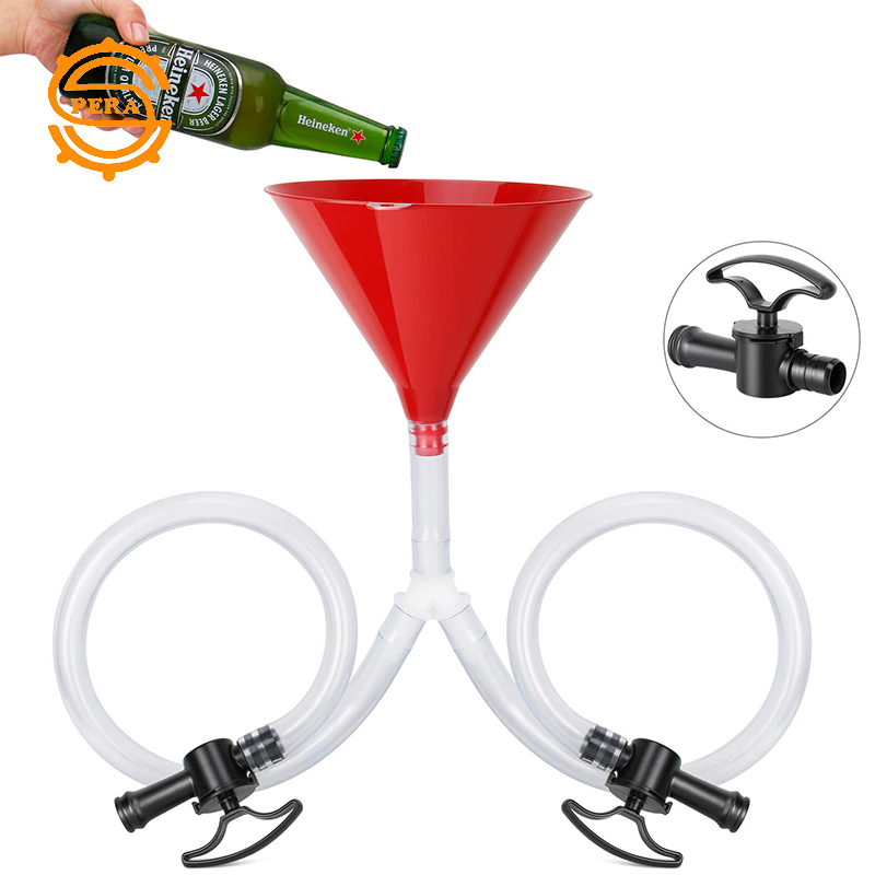 Beer Bong Funnel with Valve  Kink Free Tubes singe lDouble Head Beer Bong with Leakproof Easy Valve for the Drink