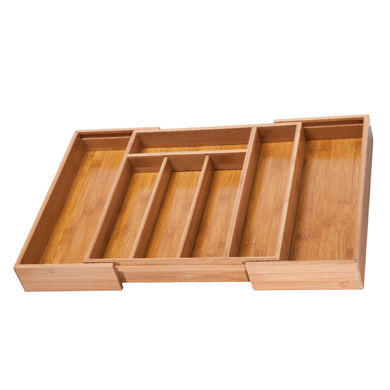 adjustable cutlery Custom Wholesale Bamboo Kitchen adjustable cutlery Organizer Cutlery Tray bamboo drawer organizer adjustable