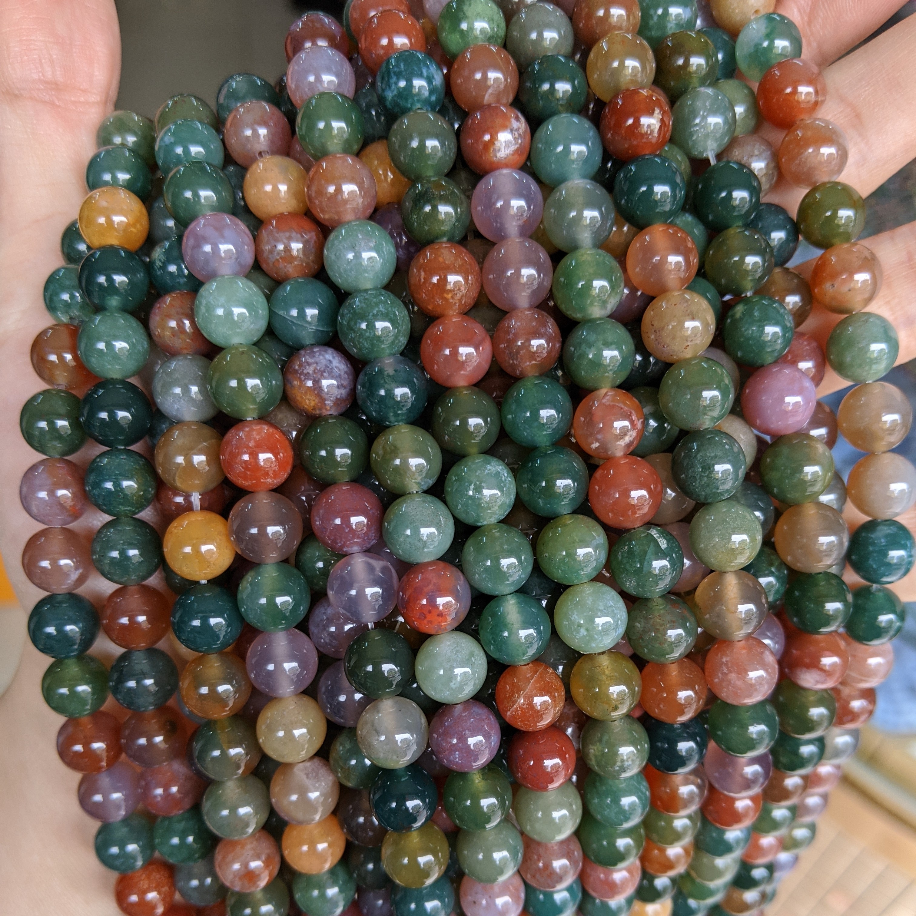 Fancy Jasper 4/6/8/10m Natural Stone Gemstone Smooth Loose Round Red Indian Agate beads for jewelry making