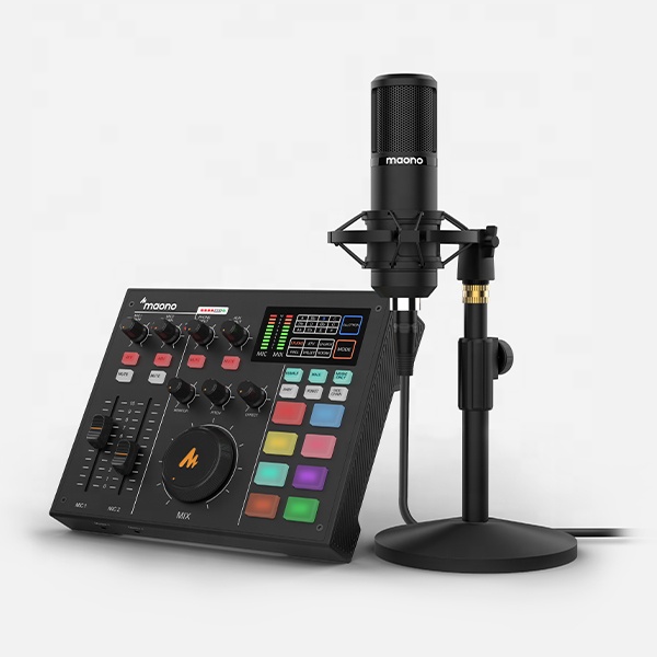 MAONOCASTER AM100k1Professional Sound Card Studio Recording With Desktop XLR Microphone All-In-One Podcast Production Studio Kit