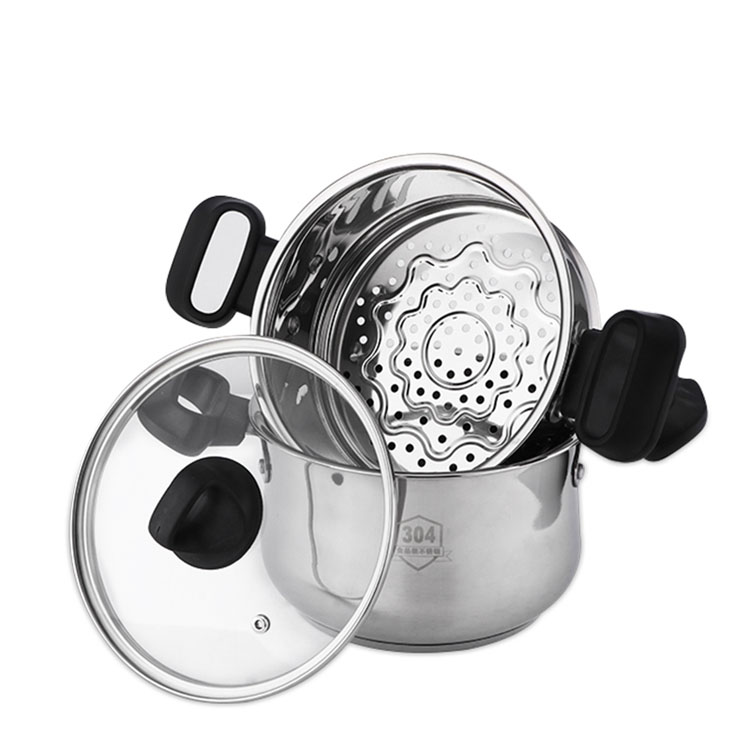 Kitchen Stainless Steel Cookware 2 Tier 304 Stainless Steel With Bakelite Handle for Cooking Pot